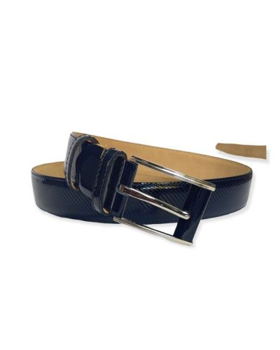 Patent Stripe Belt Navy