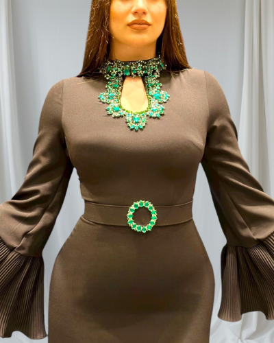 Frilly Beaded Embellishment Dress