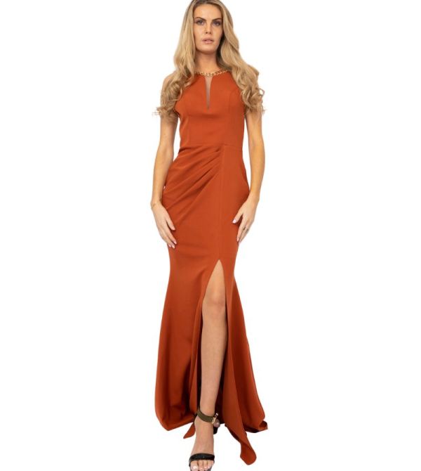Satin Gold Neck Chain Dress