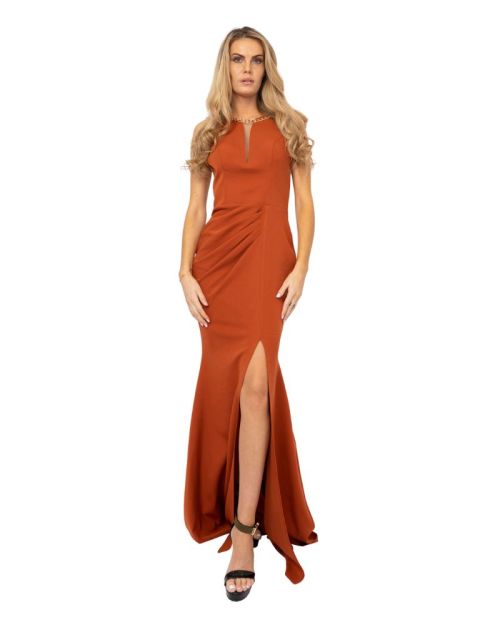 Satin Gold Neck Chain Dress