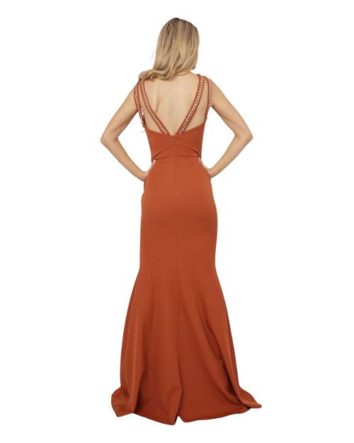 Satin Gold Neck Chain Dress
