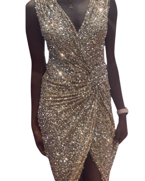 Sequin V-Neck Dress