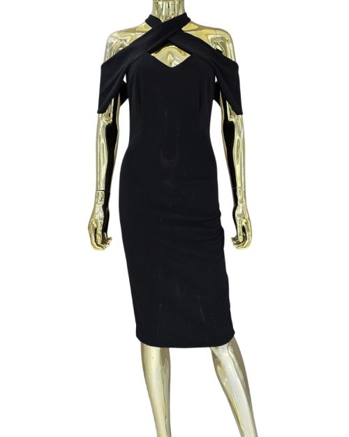 Black Cross-Over Short Dress