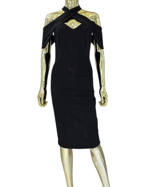Black Cross-Over Short Dress