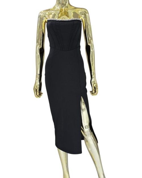 Black Jewel Trim Short Dress