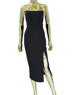 Black Jewel Trim Short Dress