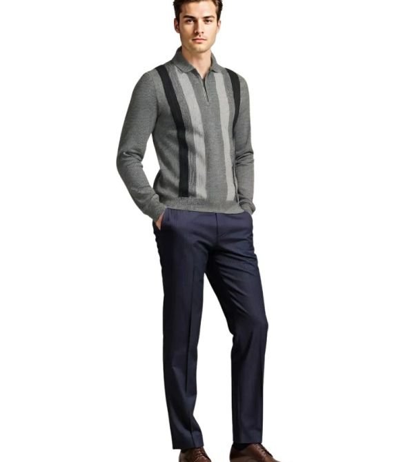 Desch Men's Knitwear Grey Stripe