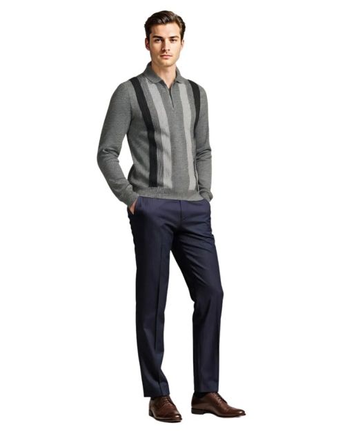 Desch Men’s Knitwear Grey Stripe