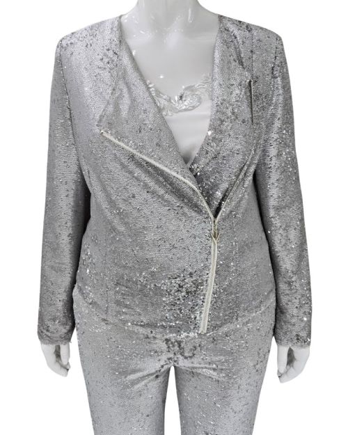 Silver Shimmer Plus-Size 3-Piece Sequin Suite