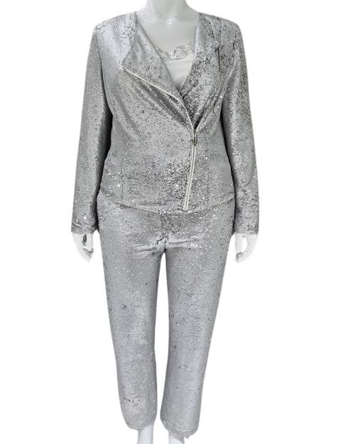 Silver Shimmer Plus-Size 3-Piece Sequin Suite
