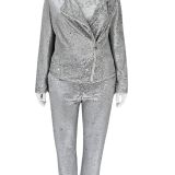 Silver Shimmer Plus-Size 3-Piece Sequin Suite