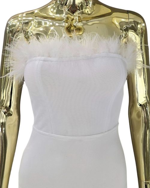 White Feather Short Dress