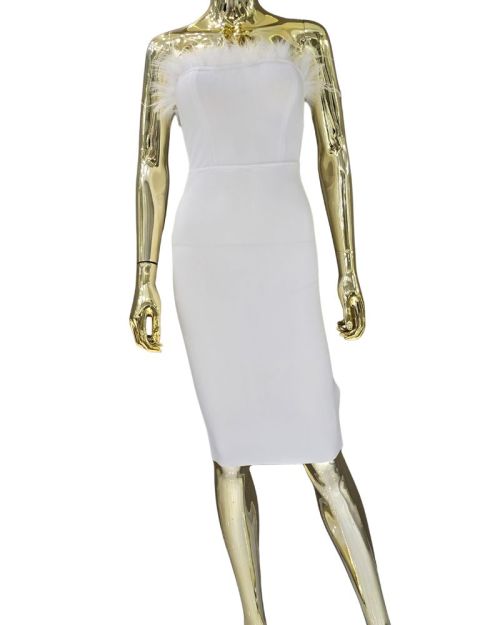 White Feather Short Dress